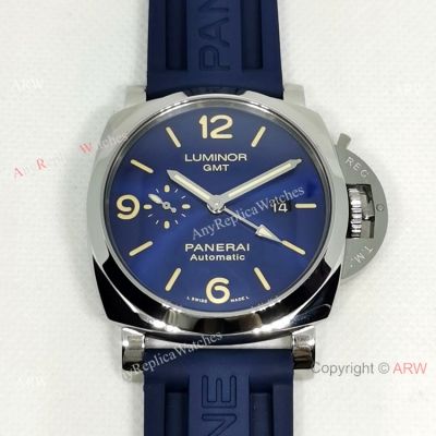 Chinese Replica Watches Panerai Luminor GMT PAM 01033 Blue Rubber Strap Watches